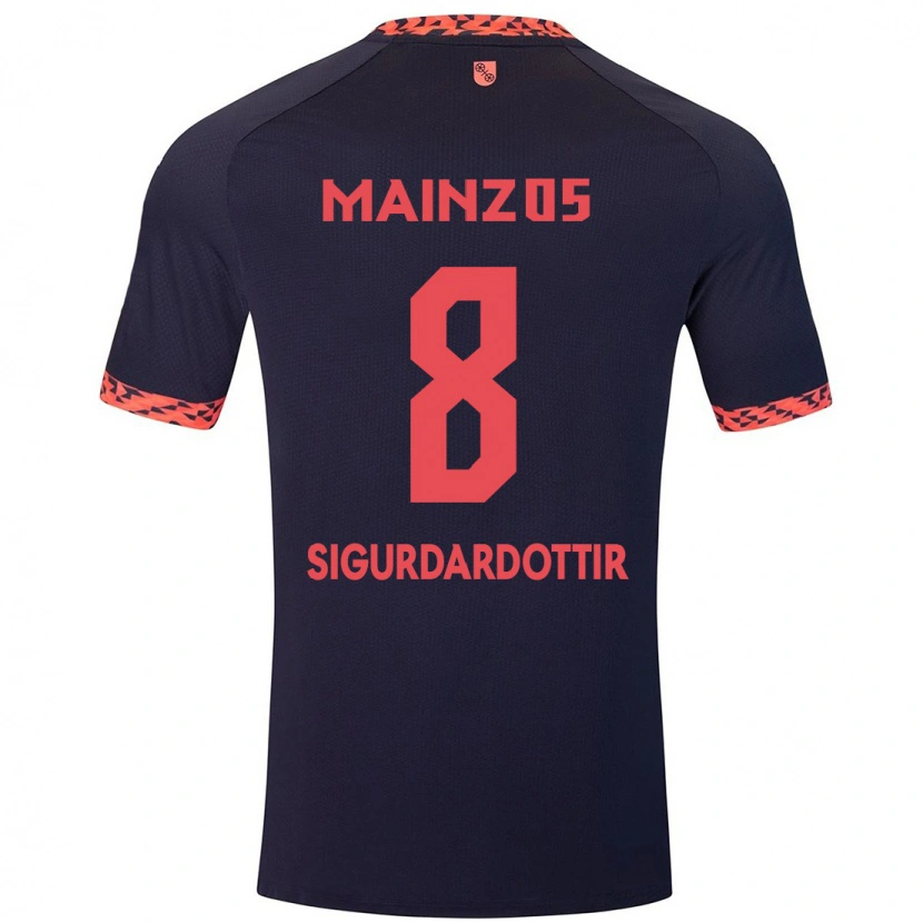 DanxenキッズHeiðrún Sigurðardóttir#8ブルーコーラルレッドアウェイシャツ2024/25ジャージーユニフォーム
