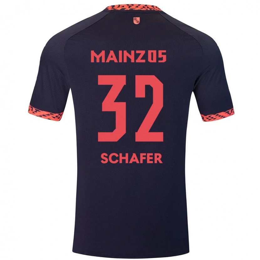 DanxenキッズAnn-Christin Schäfer#32ブルーコーラルレッドアウェイシャツ2024/25ジャージーユニフォーム