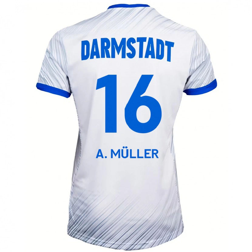 Danxenキッズアンドレアス・ミュラー#16ホワイト ブルーアウェイシャツ2024/25ジャージーユニフォーム