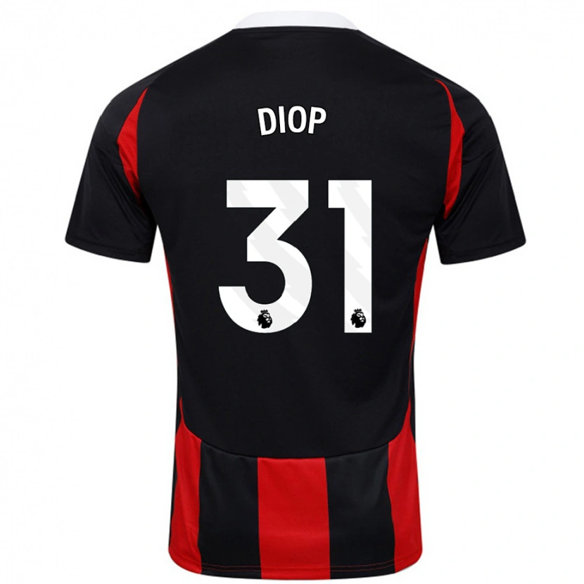 Danxenキッズイッサ・ディオプ#31黒 赤アウェイシャツ2024/25ジャージーユニフォーム