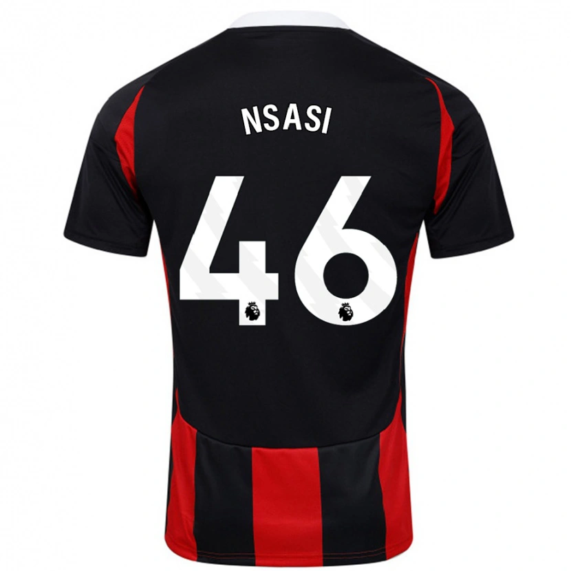 DanxenキッズEddie Nsasi#46黒 赤アウェイシャツ2024/25ジャージーユニフォーム