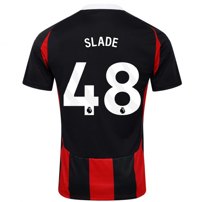 DanxenキッズBradley Slade#48黒 赤アウェイシャツ2024/25ジャージーユニフォーム