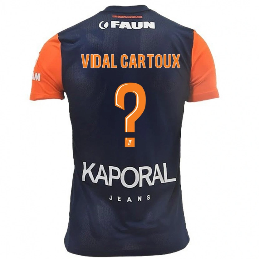 DanxenメンズNoah Vidal Cartoux#0ネイビーブルーオレンジホームシャツ2024/25ジャージーユニフォーム