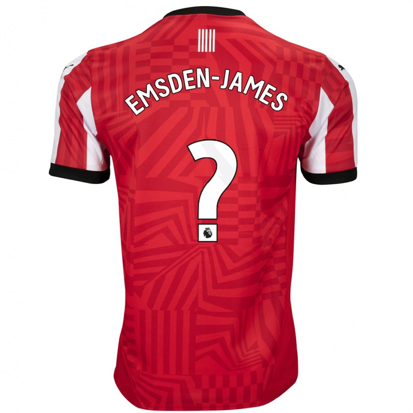 DanxenメンズHarley Emsden-James#0赤 白ホームシャツ2024/25ジャージーユニフォーム