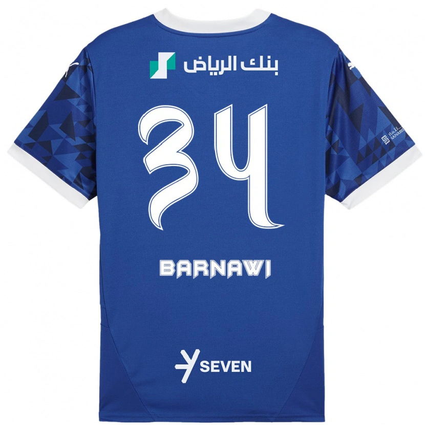 DanxenメンズSaleh Barnawi#34ダークブルーホワイトホームシャツ2024/25ジャージーユニフォーム