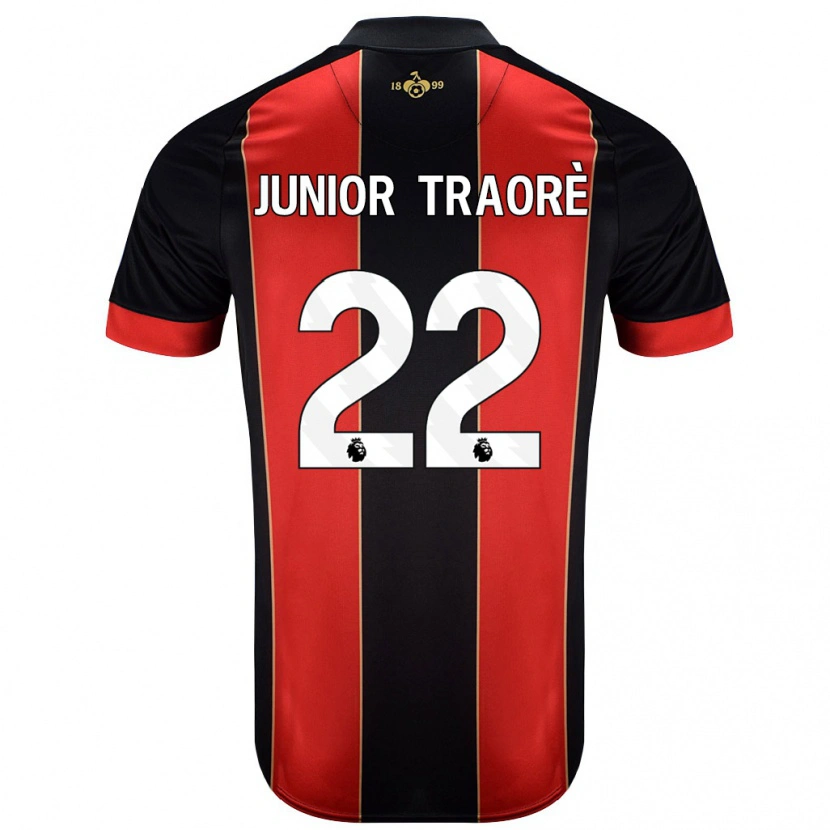 DanxenメンズHamed Junior Traorè#22赤黒ホームシャツ2024/25ジャージーユニフォーム