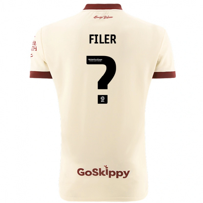 DanxenメンズCharlie Filer#0クリームホワイトアウェイシャツ2024/25ジャージーユニフォーム