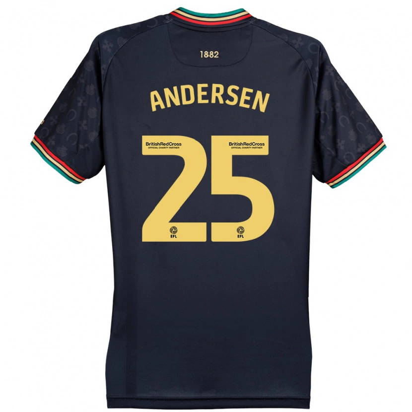 Danxenメンズルーカス・アンデルセン#25ダークネイビーブルーアウェイシャツ2024/25ジャージーユニフォーム