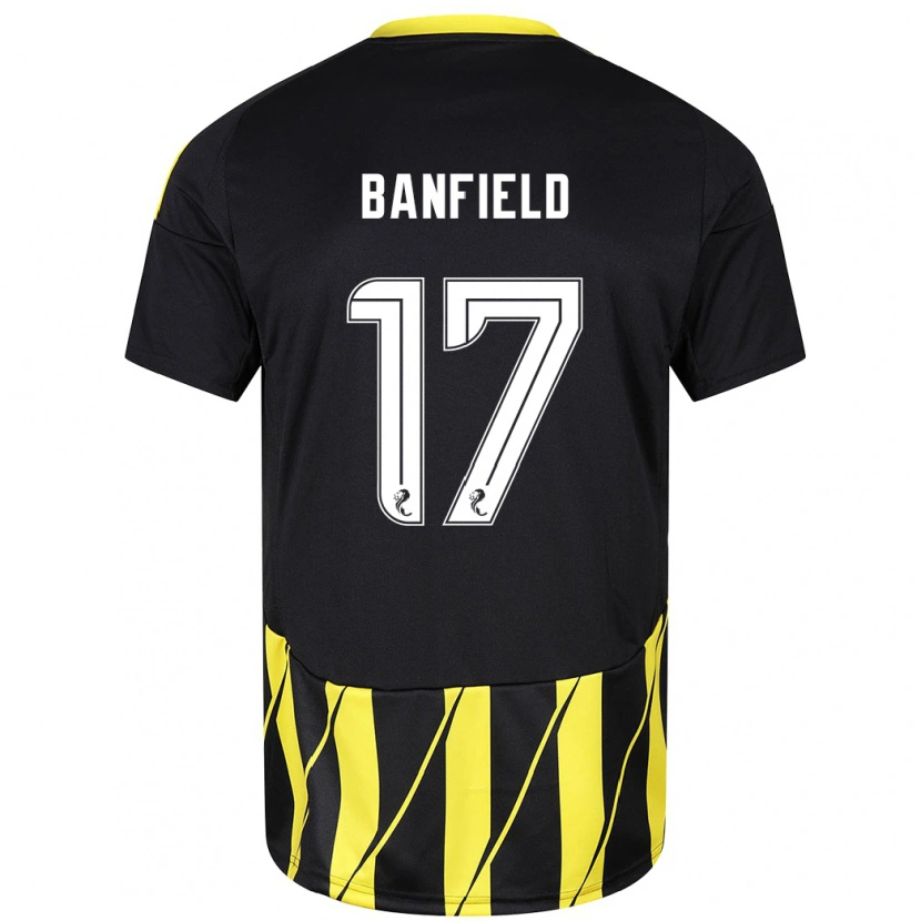 Danxenメンズキーリー・バンフィールド#17黒 黄アウェイシャツ2024/25ジャージーユニフォーム