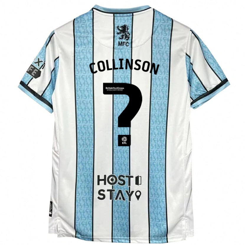 DanxenメンズIsaac Collinson#0ホワイト ブルーアウェイシャツ2024/25ジャージーユニフォーム