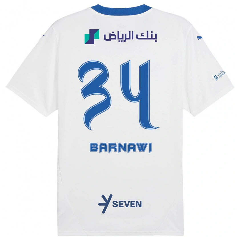 DanxenメンズSaleh Barnawi#34ホワイト ブルーアウェイシャツ2024/25ジャージーユニフォーム