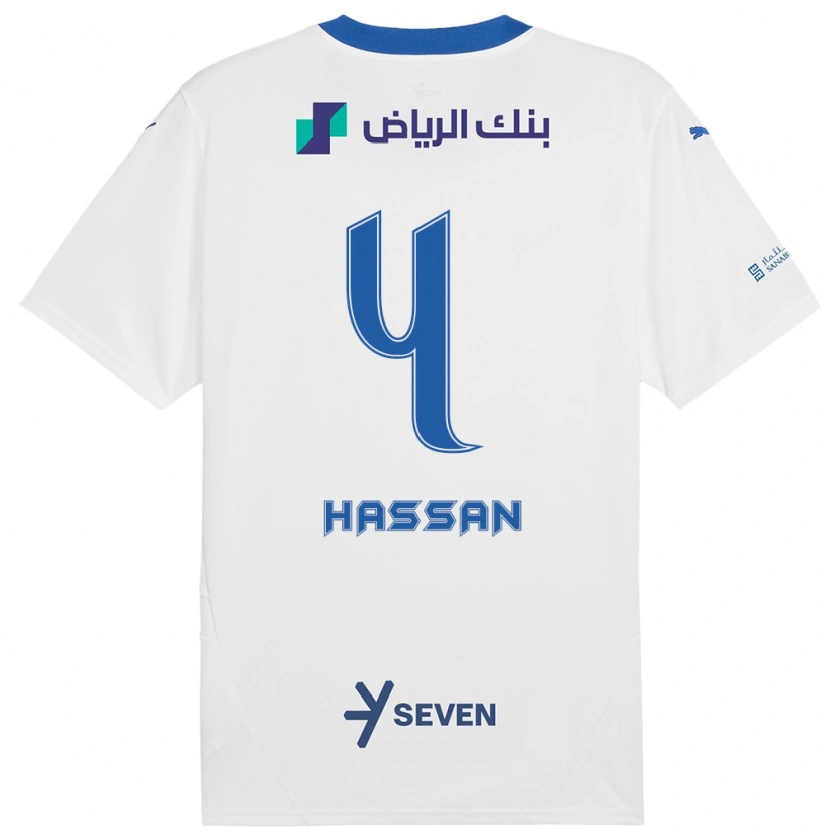 DanxenメンズEman Hassan#4ホワイト ブルーアウェイシャツ2024/25ジャージーユニフォーム