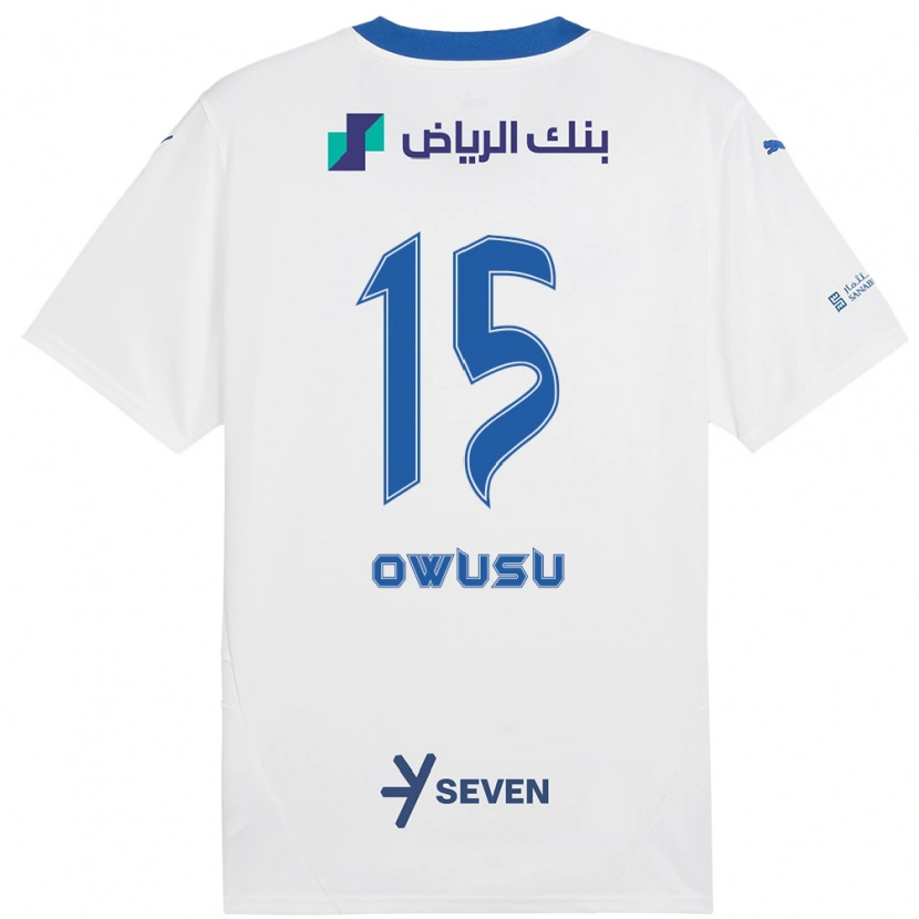 DanxenメンズMavis Owusu#15ホワイト ブルーアウェイシャツ2024/25ジャージーユニフォーム