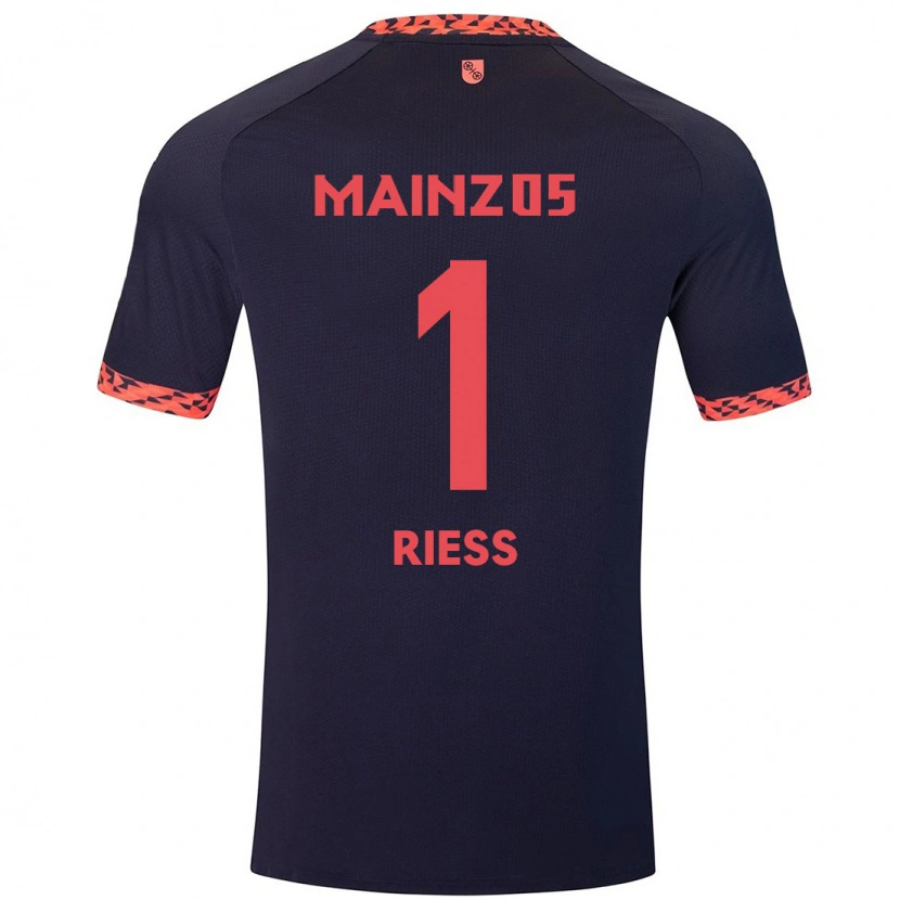 DanxenメンズLasse Rieß#1ブルーコーラルレッドアウェイシャツ2024/25ジャージーユニフォーム