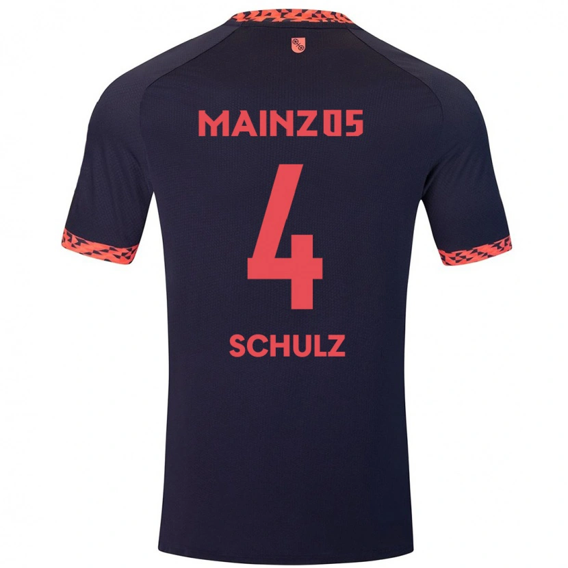 DanxenメンズPhilipp Schulz#4ブルーコーラルレッドアウェイシャツ2024/25ジャージーユニフォーム