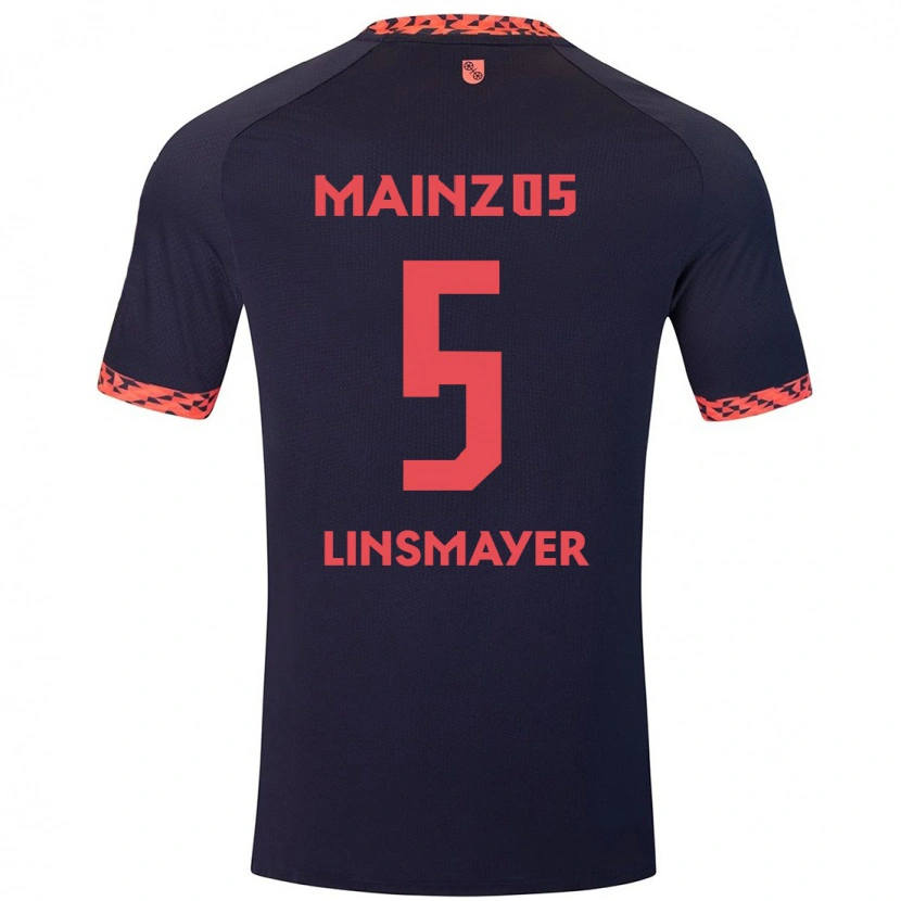 DanxenメンズDenis Linsmayer#5ブルーコーラルレッドアウェイシャツ2024/25ジャージーユニフォーム