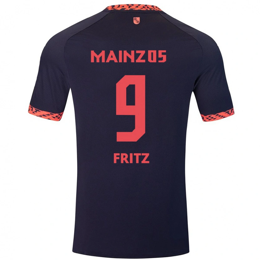 DanxenメンズApril Fritz#9ブルーコーラルレッドアウェイシャツ2024/25ジャージーユニフォーム