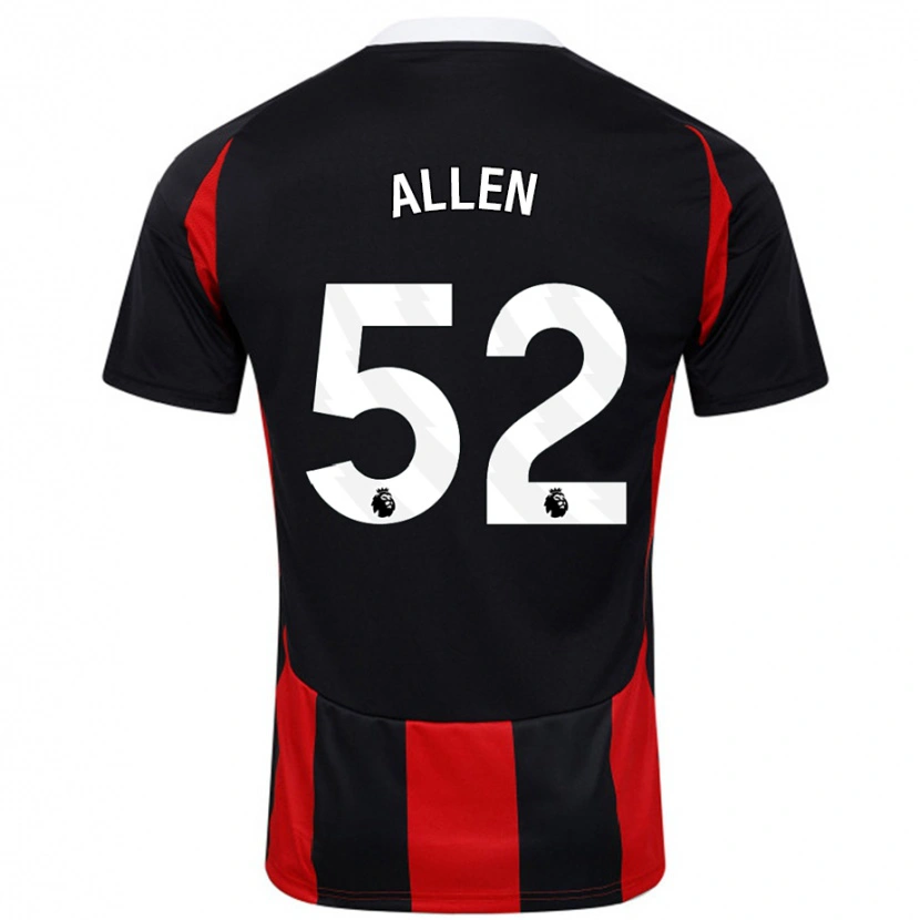 DanxenメンズMichael Allen#52黒 赤アウェイシャツ2024/25ジャージーユニフォーム