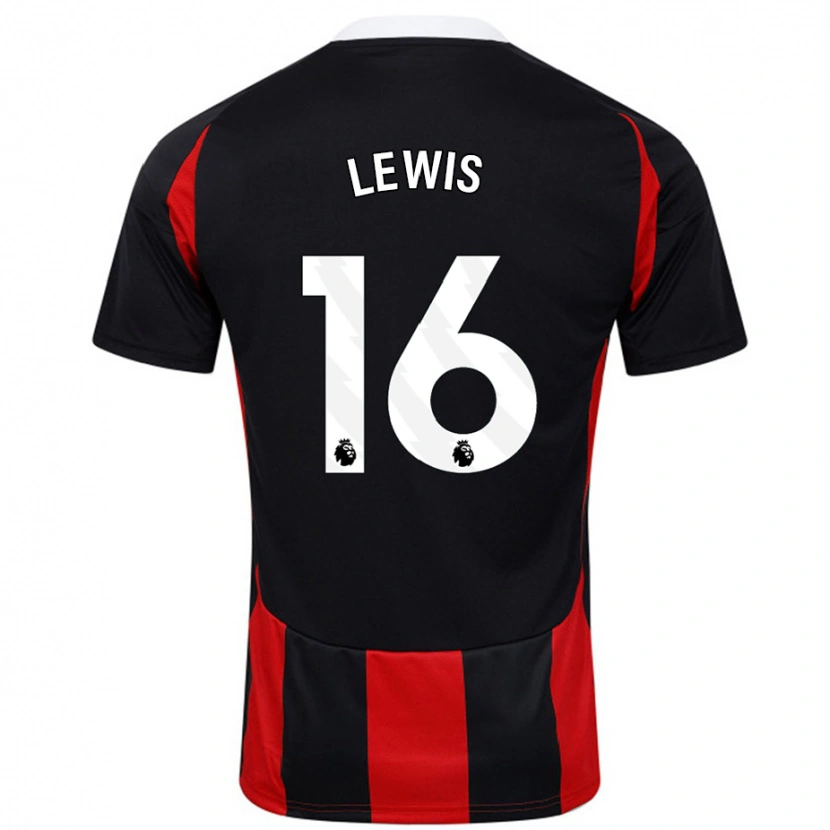 DanxenメンズMilla Lewis#16黒 赤アウェイシャツ2024/25ジャージーユニフォーム