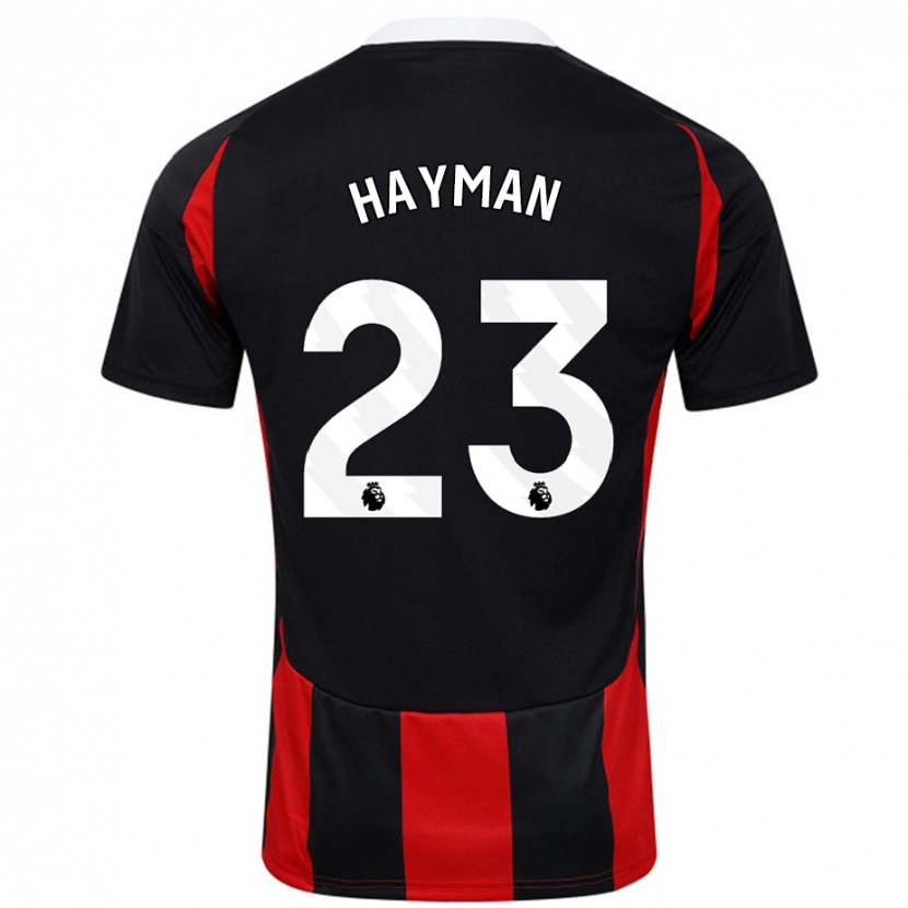 DanxenメンズAlex Hayman#23黒 赤アウェイシャツ2024/25ジャージーユニフォーム