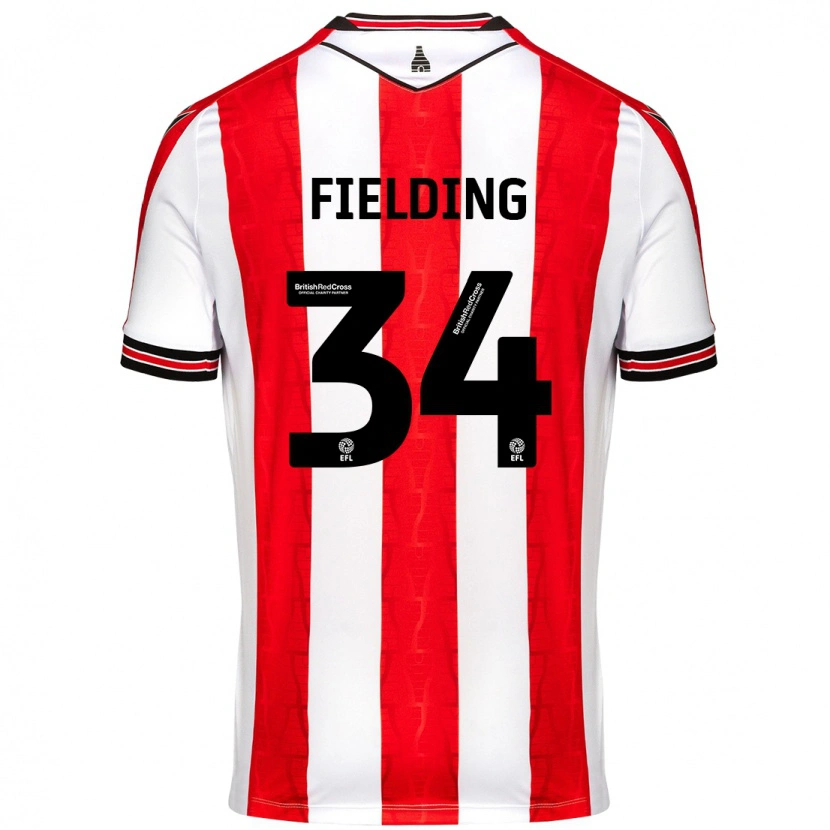 Danxenレディースフランク・フィールディング#34赤 白ホームシャツ2024/25ジャージーユニフォーム