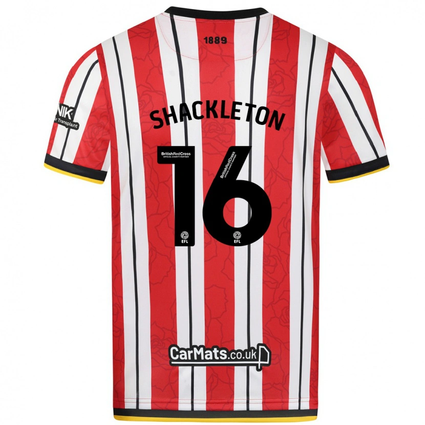 Danxenレディースジェイミー・シャクルトン#16赤白のストライプホームシャツ2024/25ジャージーユニフォーム