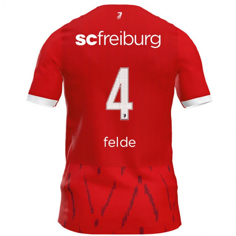 DanxenレディースMeret Felde#4赤ホームシャツ2024/25ジャージーユニフォーム