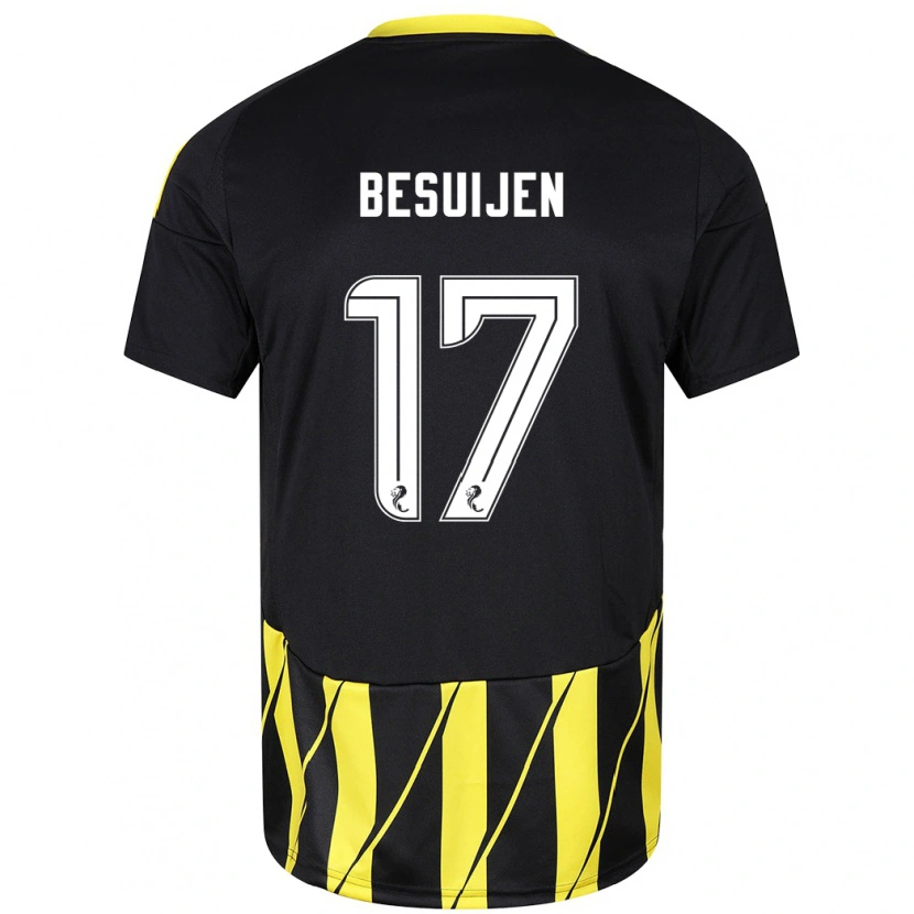 Danxenレディースビセンテ・ベサイェン#17黒 黄アウェイシャツ2024/25ジャージーユニフォーム