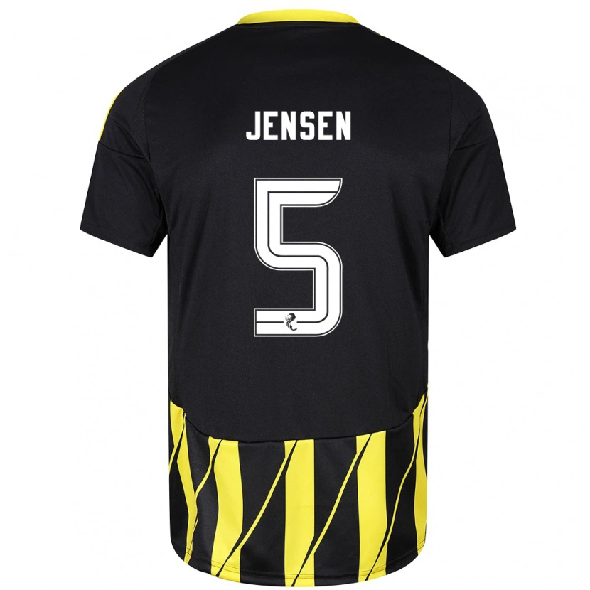 Danxenレディースリチャード・ジェンセン#5黒 黄アウェイシャツ2024/25ジャージーユニフォーム
