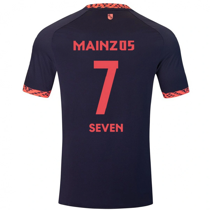 DanxenレディースJustin Seven#7ブルーコーラルレッドアウェイシャツ2024/25ジャージーユニフォーム