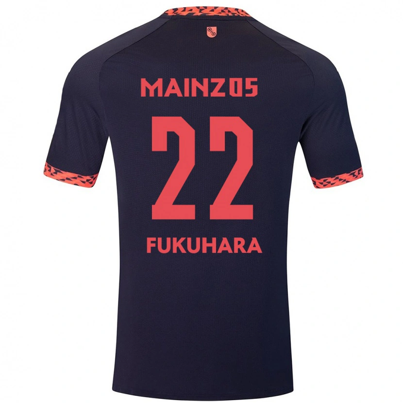 Danxenレディースユウカ・フクハラ#22ブルーコーラルレッドアウェイシャツ2024/25ジャージーユニフォーム