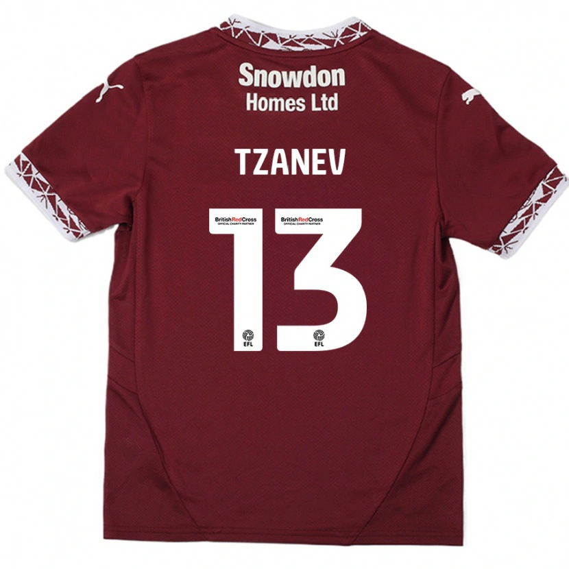 Danxenキッズニック・ツァネフ#13ブルゴーニュホームシャツ2024/25ジャージーユニフォーム