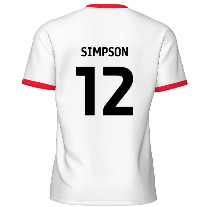 Danxenキッズタイリース・シンプソン#12白 赤ホームシャツ2024/25ジャージーユニフォーム