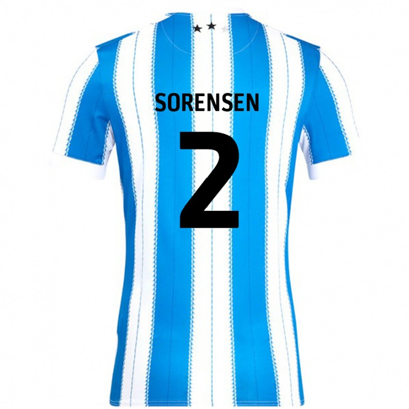 Danxenキッズラッセ・ソーレンセン#2ブルーホワイトホームシャツ2024/25ジャージーユニフォーム