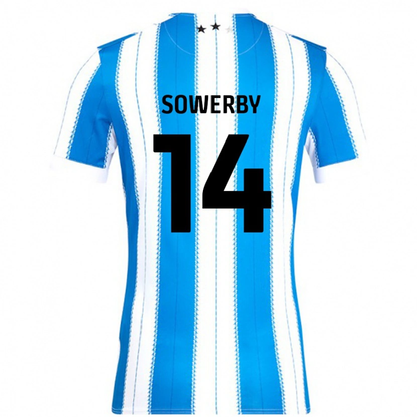 DanxenキッズLucy Sowerby#14ブルーホワイトホームシャツ2024/25ジャージーユニフォーム