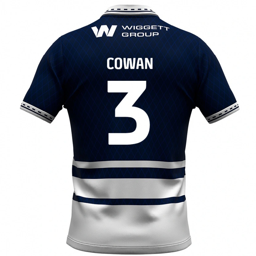 DanxenキッズLeanne Cowan#3ネイビーブルー ホワイトホームシャツ2024/25ジャージーユニフォーム