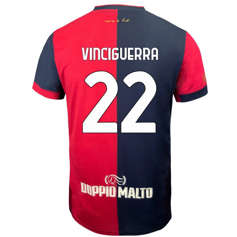 DanxenキッズAlessandro Vinciguerra#22赤 濃い青ホームシャツ2024/25ジャージーユニフォーム