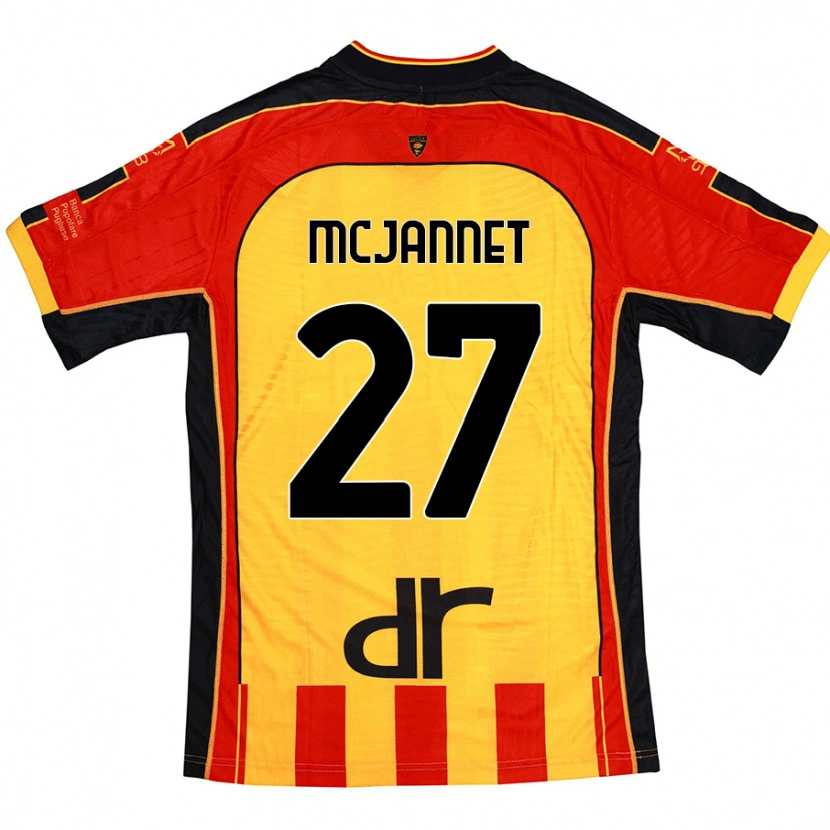 Danxenキッズエドワード・ジョン・マッキャネット#27黄 赤ホームシャツ2024/25ジャージーユニフォーム