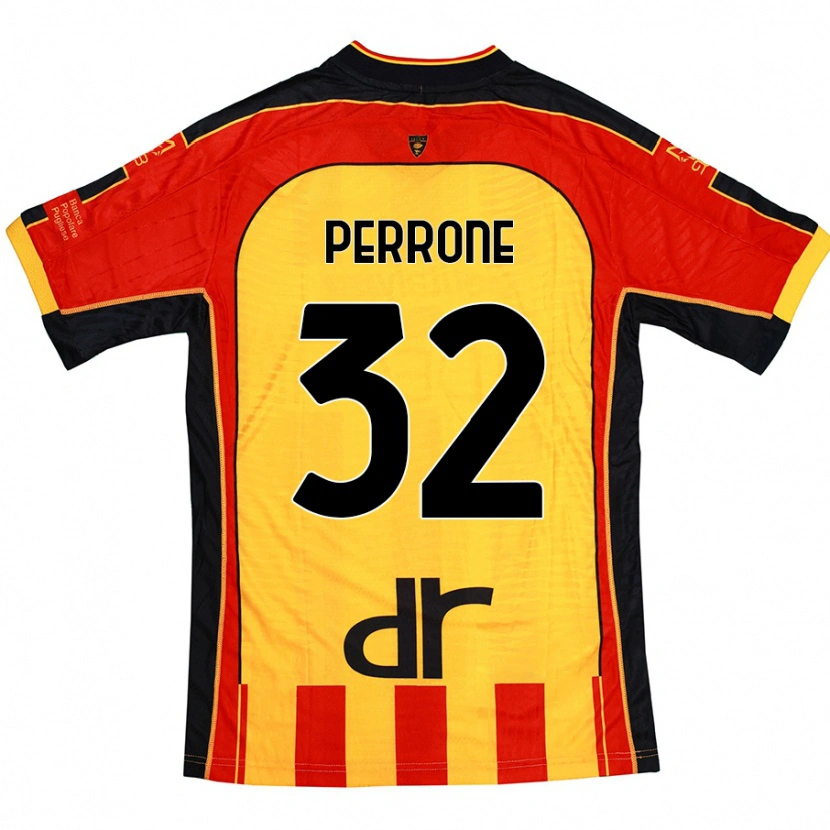 DanxenキッズSamuele Perrone#32黄 赤ホームシャツ2024/25ジャージーユニフォーム