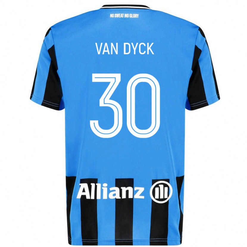 Danxenキッズネル・バン・ディック#30スカイブルー ブラックホームシャツ2024/25ジャージーユニフォーム