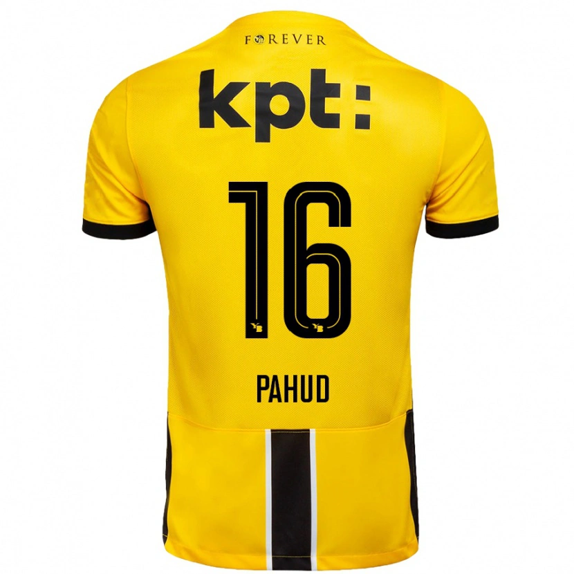 DanxenキッズCiril Pahud#16黄 黒ホームシャツ2024/25ジャージーユニフォーム