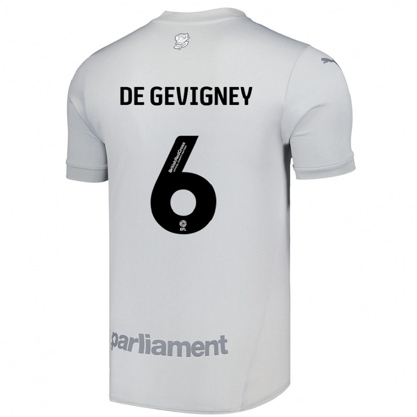 DanxenキッズMaël De Gevigney#6シルバーグレーアウェイシャツ2024/25ジャージーユニフォーム