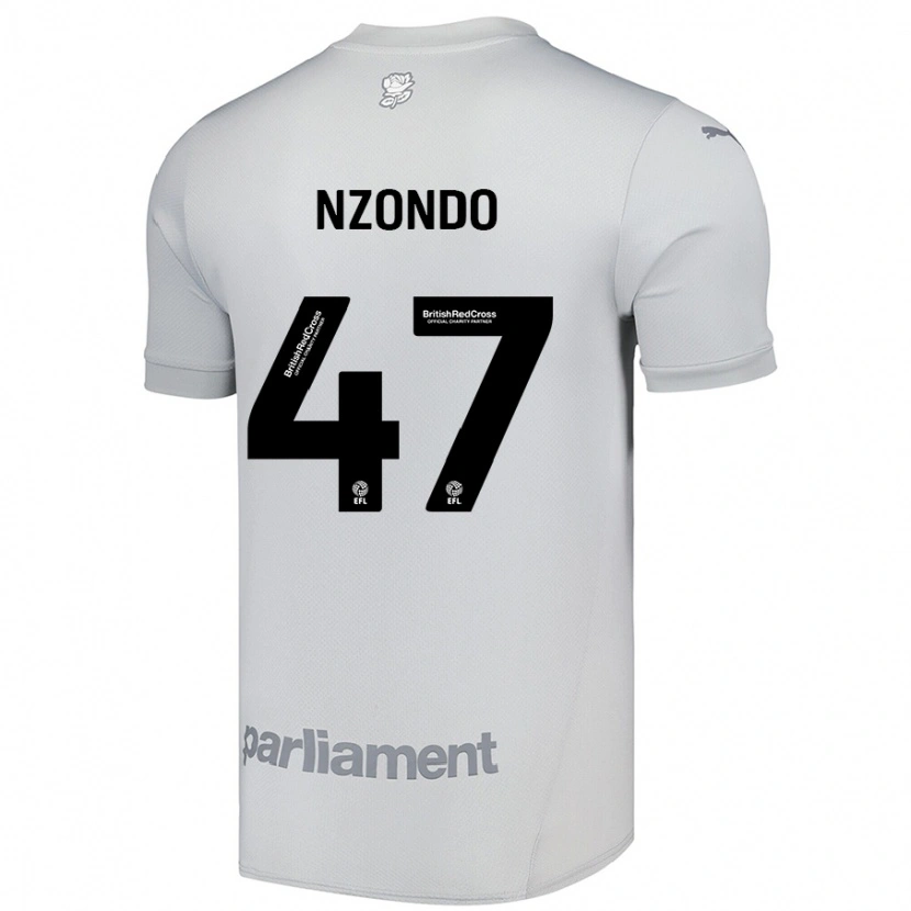 DanxenキッズEmmaisa Nzondo#47シルバーグレーアウェイシャツ2024/25ジャージーユニフォーム
