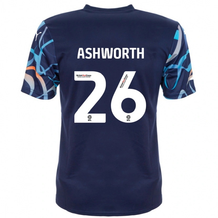 Danxenキッズザック・アシュワース#26ネイビーブルーアウェイシャツ2024/25ジャージーユニフォーム