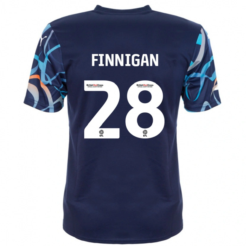 Danxenキッズライアン・フィニガン#28ネイビーブルーアウェイシャツ2024/25ジャージーユニフォーム