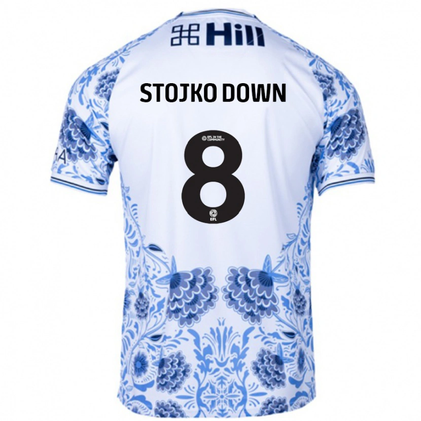 DanxenキッズAlysha Stojko-Down#8ホワイト ブルーアウェイシャツ2024/25ジャージーユニフォーム