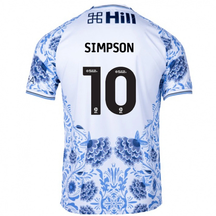 DanxenキッズHarley-Jean Simpson#10ホワイト ブルーアウェイシャツ2024/25ジャージーユニフォーム