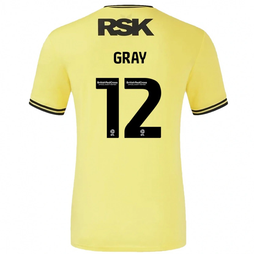 DanxenキッズJessica Gray#12黄 黒アウェイシャツ2024/25ジャージーユニフォーム