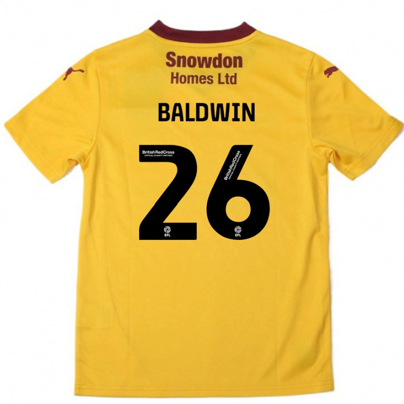 Danxenキッズジャック・ボールドウィン#26オレンジバーガンディアウェイシャツ2024/25ジャージーユニフォーム