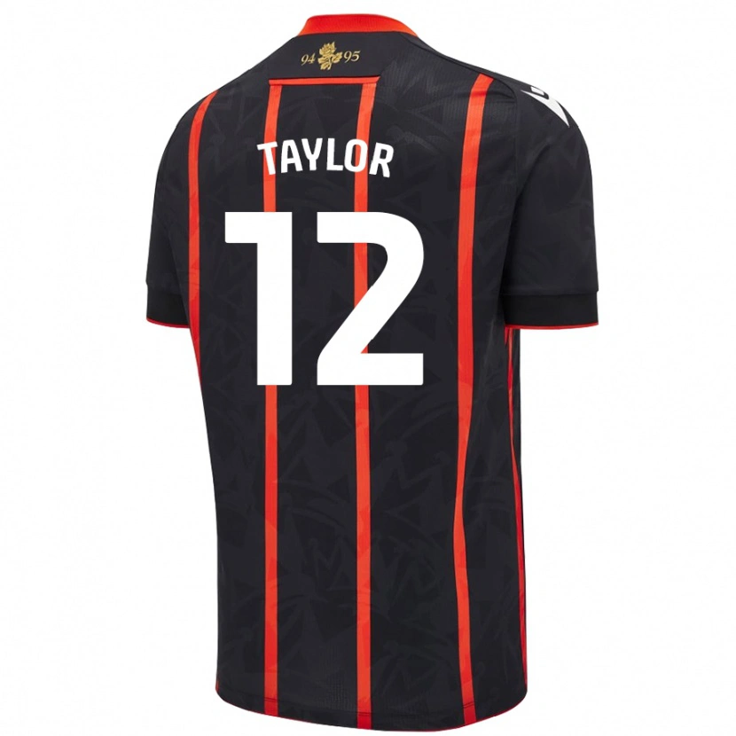 DanxenキッズEmma Taylor#12黒 赤アウェイシャツ2024/25ジャージーユニフォーム